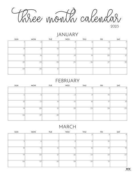 Print 3 Month Calendar
