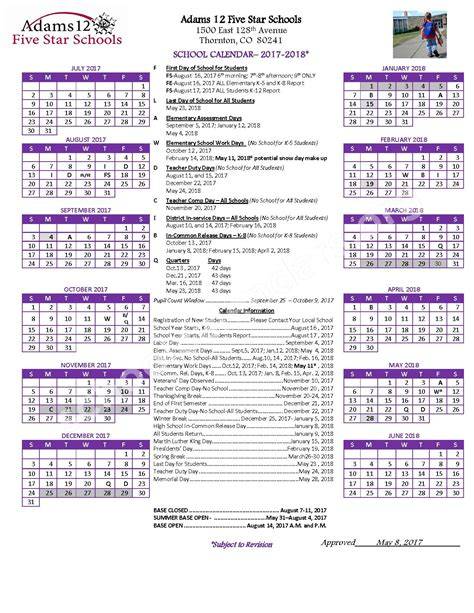 adams 12 five star schools calendar