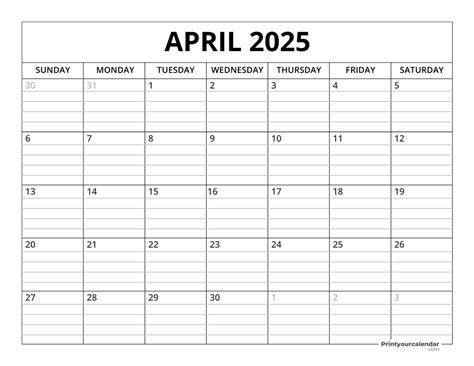 april 2025 calendar