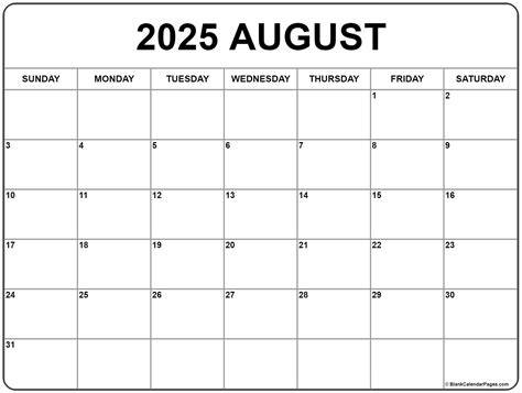 august 2025 calendar printable
