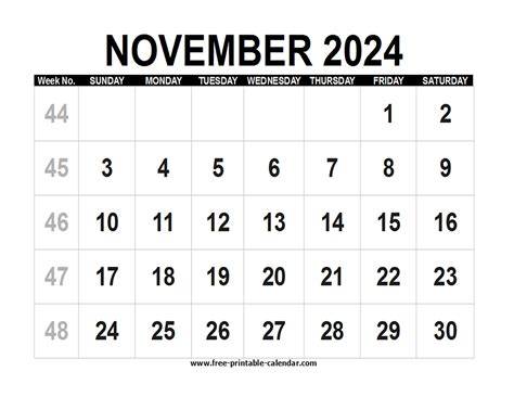 calendar for november 2024