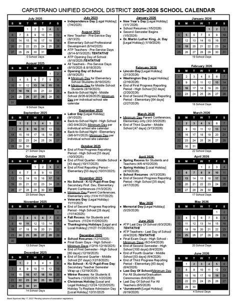 capo usd calendar
