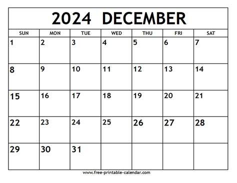 december 2024 calendar