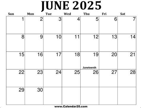 june 2025 calendar printable