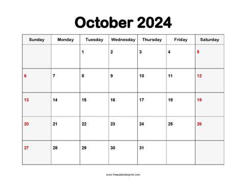 october 2024 calendar printable