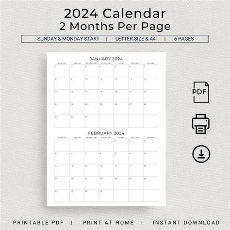 Print Two Month Calendar