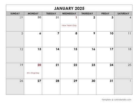 Printable 2025 Monthly Calendar With Holidays