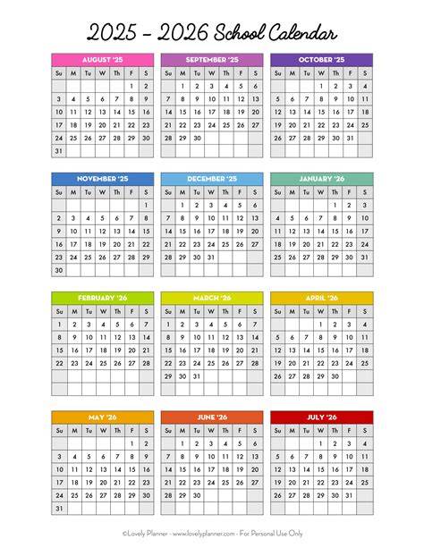 Printable 25 26 School Calendar