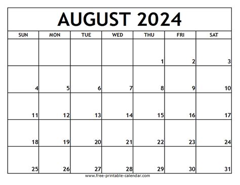 Printable August Calendars
