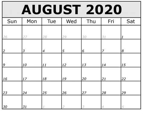 Printable August Schedule