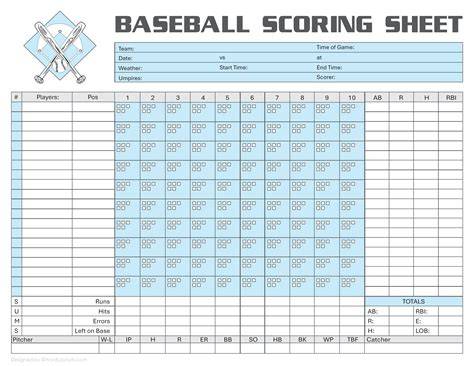 Printable Baseball Score Sheet