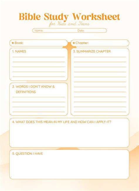 Printable Bible Worksheets Pdf