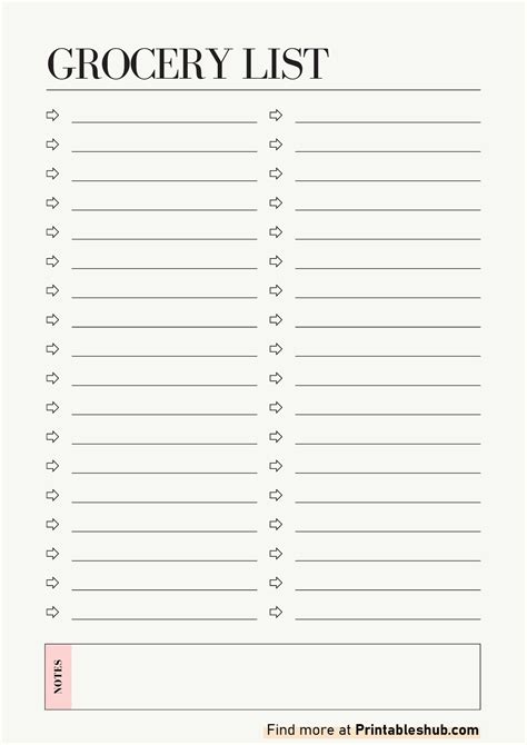 Printable Blank Grocery Shopping List