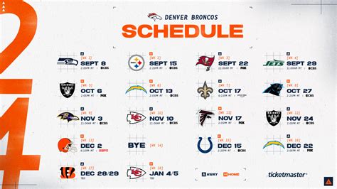 Printable Broncos Schedule