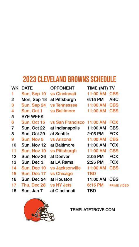 Printable Browns Schedule 2024