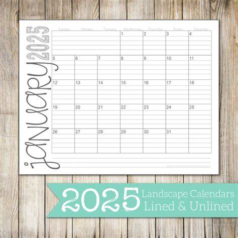 Printable Calendar 2025 With Lines