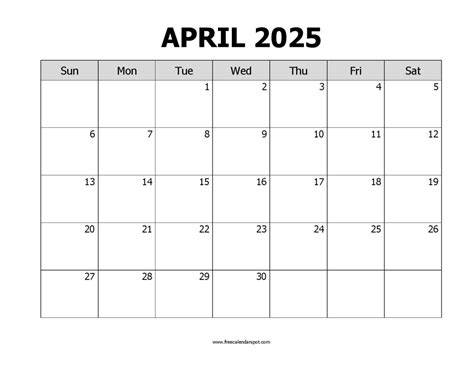 Printable Calendar April 2025 Free