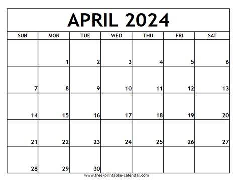 Printable Calendar April