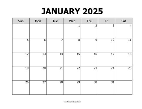 Printable Calendar January 2025 Pdf