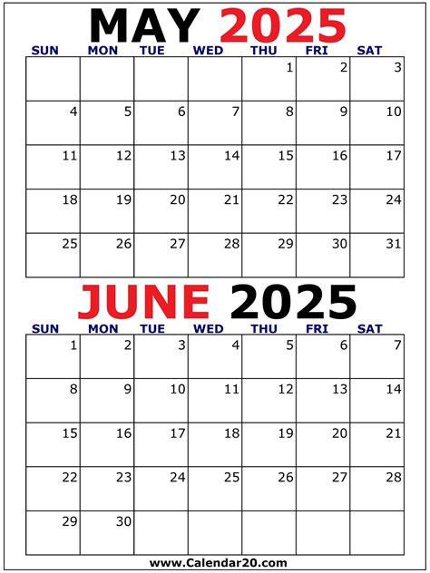 Printable Calendar May And June 2025