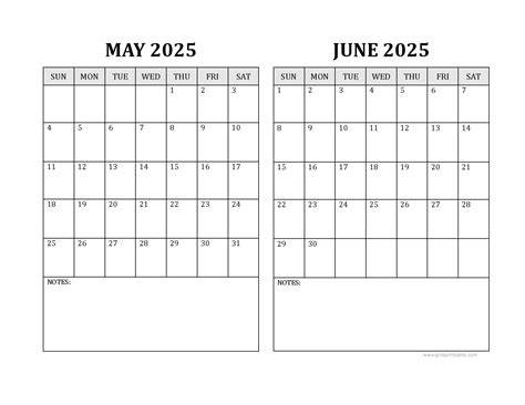 Printable Calendar May And June
