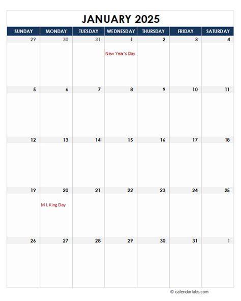 Printable Calendar Templates 2025