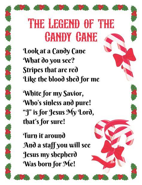 Printable Candy Cane Legend
