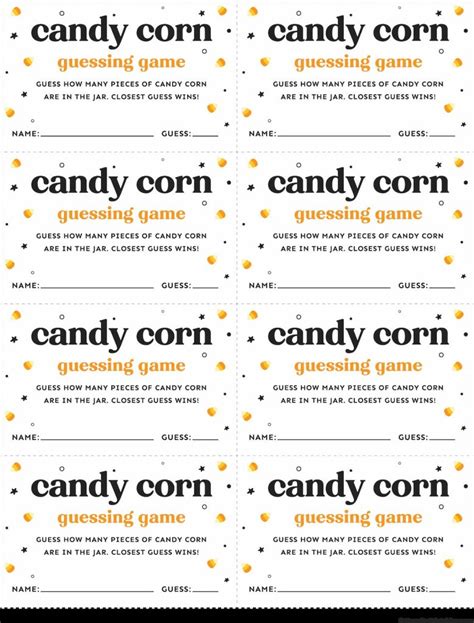Printable Candy Jar Guessing Game Template