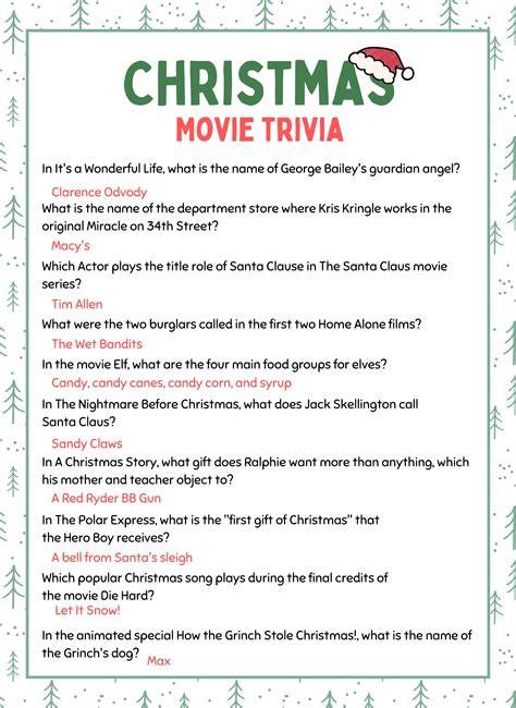 Printable Christmas Trivia And Answers