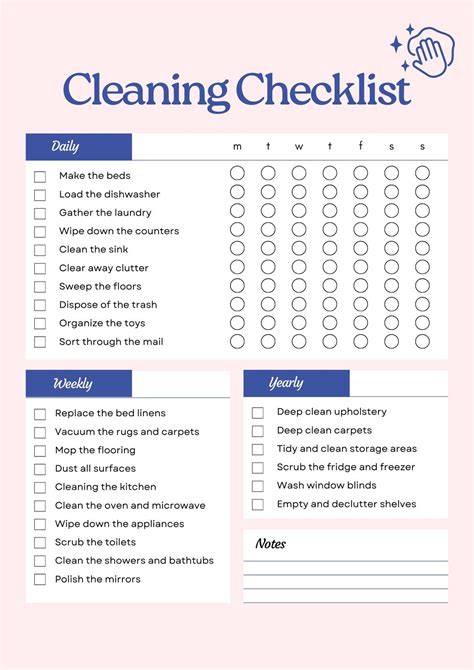 Printable Cleaning List