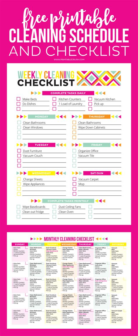 Printable Cleaning Schedule And Checklist