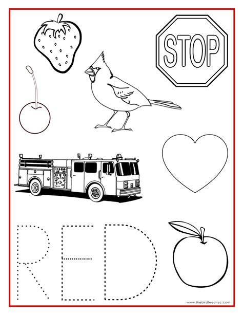 Printable Color Red Worksheets For Preschool