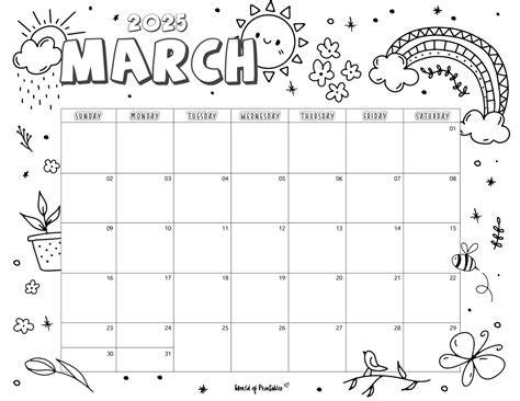 coloring calendar 2025