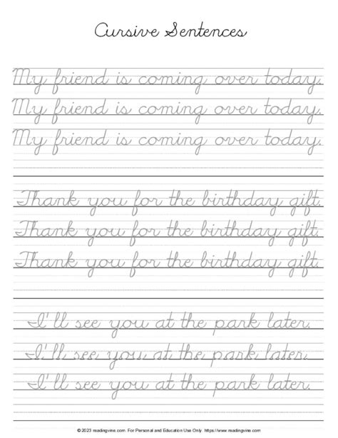 Printable Cursive Handwriting Practice
