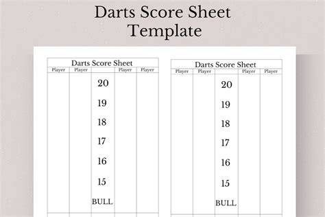 Printable Dart Board Score