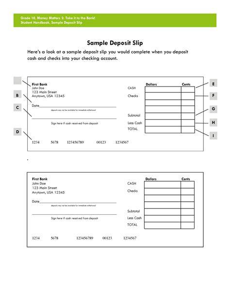 Printable Deposit Slip Pdf