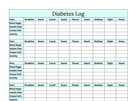 Printable Diabetes Log