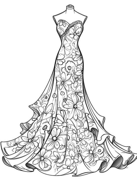 Printable Dresses Coloring Pages