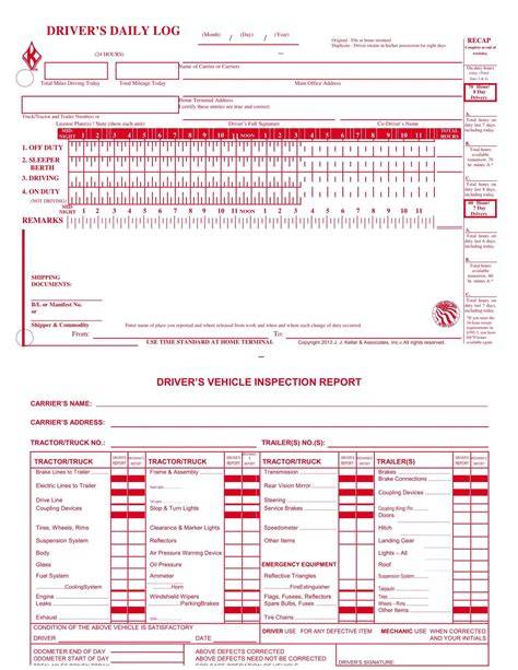 Printable Driver Log Sheet