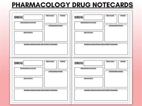 Printable Drug Card Template