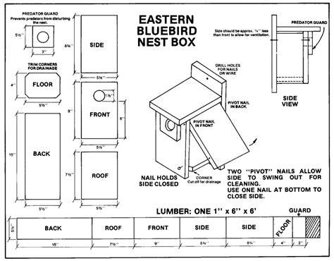 Printable Eastern Bluebird House Plans