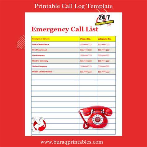 Printable Emergency Phone Number List