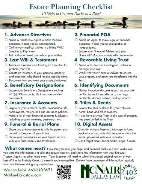 Printable Estate Planning Checklist Pdf