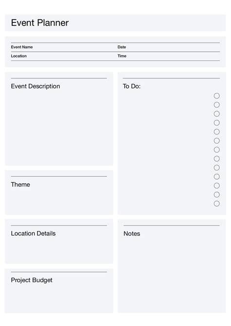 Printable Event Planning Template