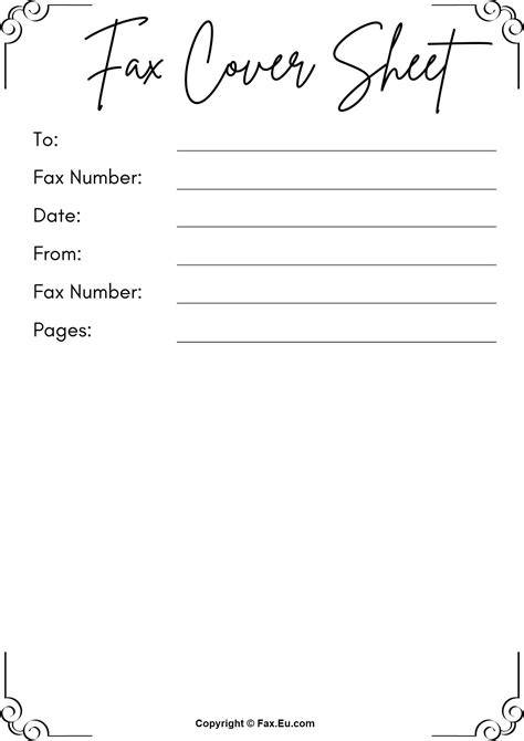 Printable Fax Sheet Cover