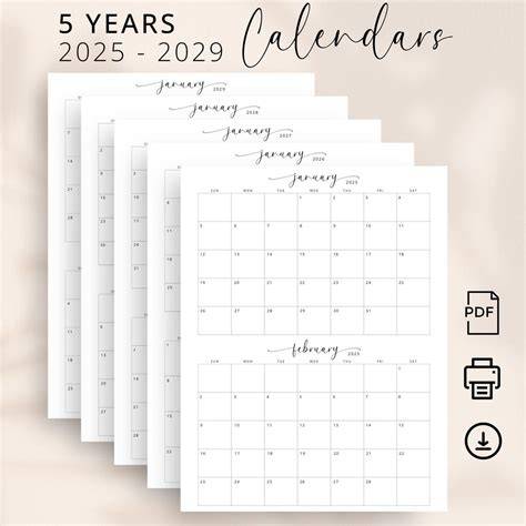 five year calendar