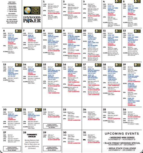 foxwoods bingo calendar