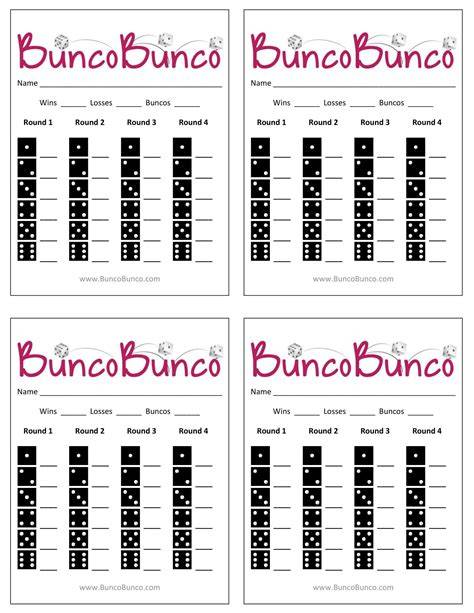 Printable Free Bunco Score Sheets