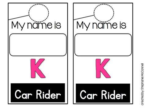 Printable Free Car Rider Tags Template