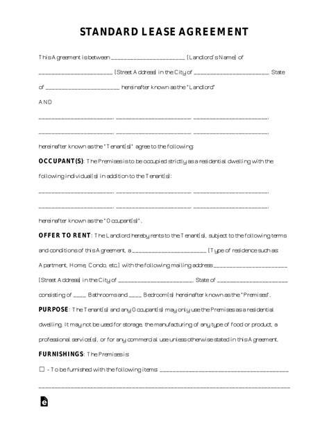 Printable Free Lease Agreement Template